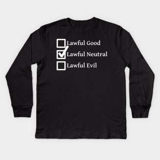 Lawful Neutral DND 5e Pathfinder RPG Alignment Role Playing Tabletop RNG Checklist Kids Long Sleeve T-Shirt